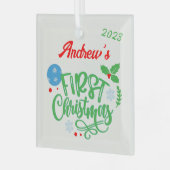 初めてのクリスマスカスタマイズ ガラスオーナメント (正面左)