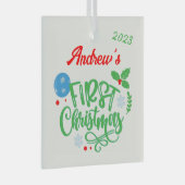 初めてのクリスマスカスタマイズ ガラスオーナメント (正面右)