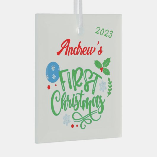 初めてのクリスマスカスタマイズ ガラスオーナメント (正面右)