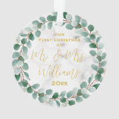 初めてのクリスマスカスタムの夫婦結婚した オーナメント (裏面)