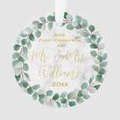 初めてのクリスマスカスタムの夫婦結婚した オーナメント (正面)