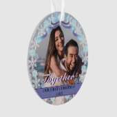 初めてのクリスマスカスタムを一緒に雪のリボン オーナメント (正面)