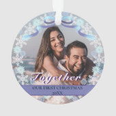 初めてのクリスマスカスタムを一緒に雪のリボン オーナメント (裏面)