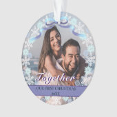 初めてのクリスマスカスタムを一緒に雪のリボン オーナメント (正面)