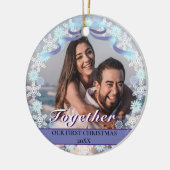 初めてのクリスマスカスタムズトゥーパープルスノーフレーク セラミックオーナメント (左)