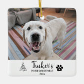 初めてのクリスマスカスタムドッグ写真 セラミックオーナメント (正面)