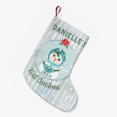 初めてのクリスマスカスタムベビーガール雪だるま スモールクリスマスストッキング (正面 (吊り時))