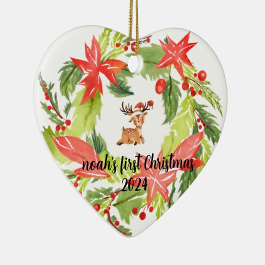 初めてのクリスマスカスタムベビー名オーナメント セラミックオーナメント (右)