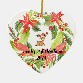 初めてのクリスマスカスタムベビー名オーナメント セラミックオーナメント