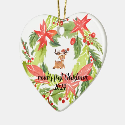 初めてのクリスマスカスタムベビー名オーナメント セラミックオーナメント (左)