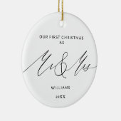 初めてのクリスマスカスタムミニマリストのミスターとミセス セラミックオーナメント (右)