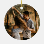 初めてのクリスマスカスタム婚約写真Keepsake セラミックオーナメント (裏面)