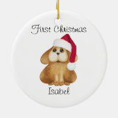 初めてのクリスマスカスタム子犬のオーナメント セラミックオーナメント (裏面)