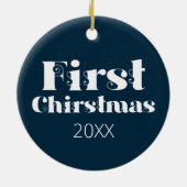 初めてのクリスマスカスタム年写真オーナメント セラミックオーナメント (裏面)