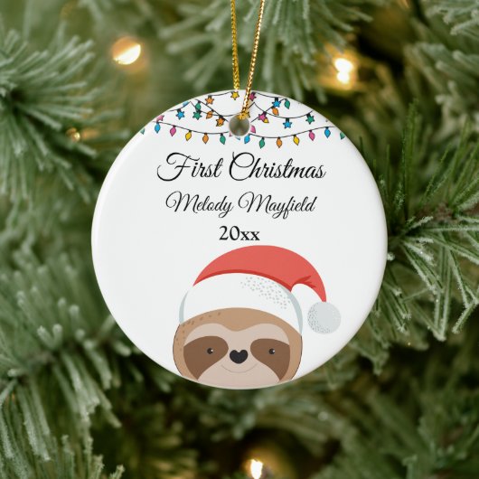 初めてのクリスマスカスタム男の赤ちゃんガールカワイスロース セラミックオーナメント (ツリー)