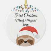 初めてのクリスマスカスタム男の赤ちゃんガールカワイスロース セラミックオーナメント (正面)