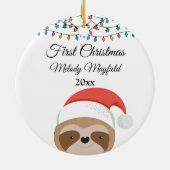 初めてのクリスマスカスタム男の赤ちゃんガールカワイスロース セラミックオーナメント (裏面)