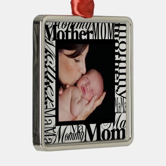 初めてのクリスマスカスタムWordコラージュ写真オーナメント メタルオーナメント (右)