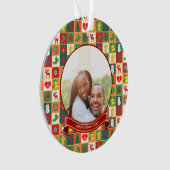 初めてのクリスマスカップルのカスタム写真 オーナメント (正面)