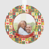 初めてのクリスマスカップルのカスタム写真 オーナメント (裏面)