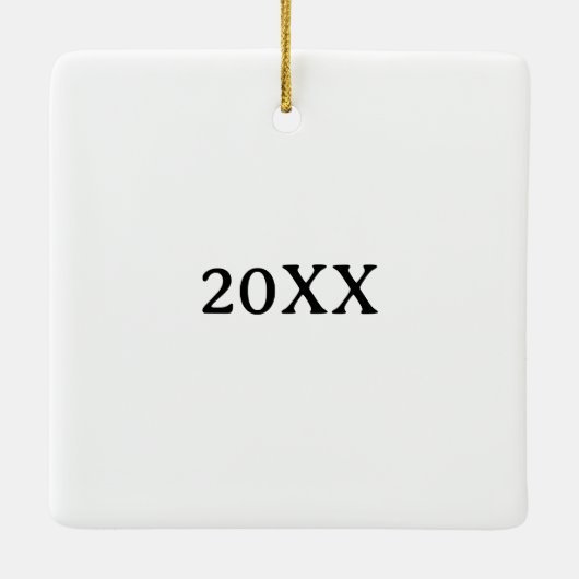 初めてのクリスマスカップルの写真 セラミックオーナメント (裏面)