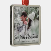 初めてのクリスマスカップル写真 メタルオーナメント (右)