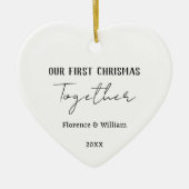 初めてのクリスマスカップル婚約した新結婚した婚 セラミックオーナメント (正面)