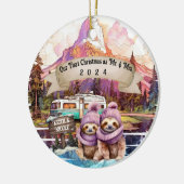 初めてのクリスマスカップルRVキャンプ新婚 セラミックオーナメント (左)