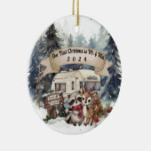 初めてのクリスマスカップルRVキャンプ新婚 セラミックオーナメント (右)