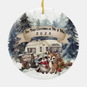 初めてのクリスマスカップルRVキャンプ新婚 セラミックオーナメント (裏面)