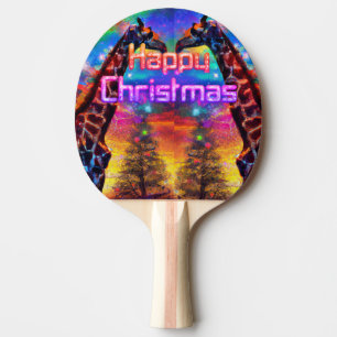 初めてのクリスマスカラフルレインボーアフリカキリン 卓球ラケット