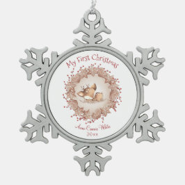 初めてのクリスマスカワイディアベビーガールオーナメント スノーフレークピューターオーナメント