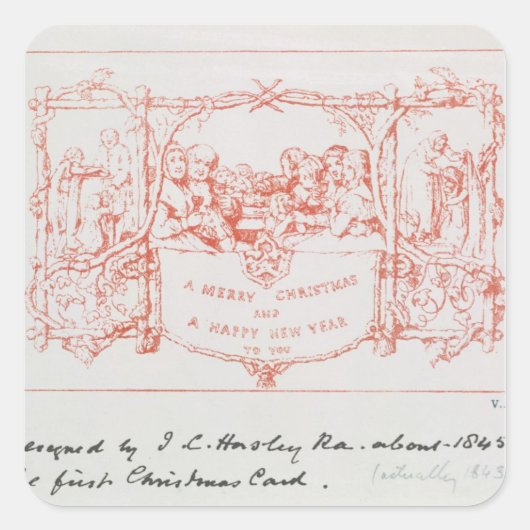 初めてのクリスマスカード、J.C.Horsleyによって、1843年 スクエアシール (正面)