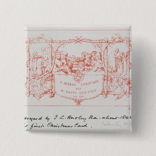 初めてのクリスマスカード、J.C.Horsleyによって、1843年 缶バッジ (正面)