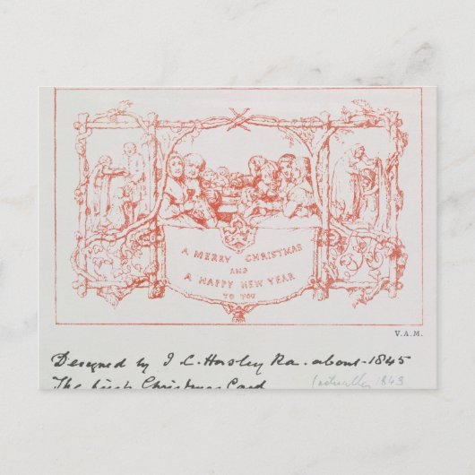 初めてのクリスマスカードJ.C.Horsley, 1843 シーズンポストカード (正面)