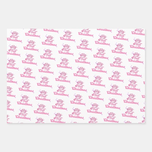 初めてのクリスマスガールズピンクカスタム ラッピングペーパーシート (正面3)