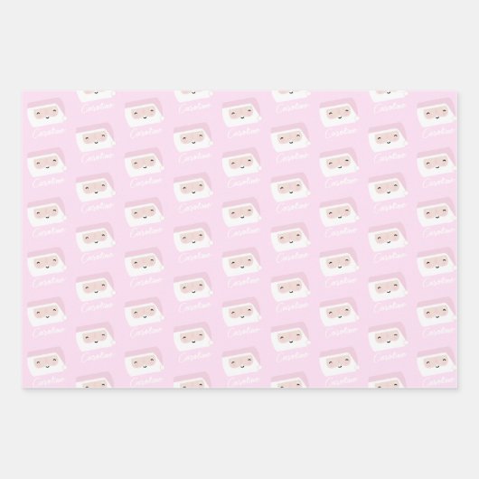 初めてのクリスマスガールズピンクカスタム ラッピングペーパーシート (正面)