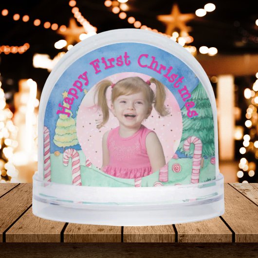 初めてのクリスマスキャンディーケーン写真スノーグローブ