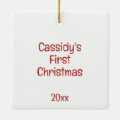 初めてのクリスマスキュートお洒落トナカイカスタマイズア セラミックオーナメント (裏面)