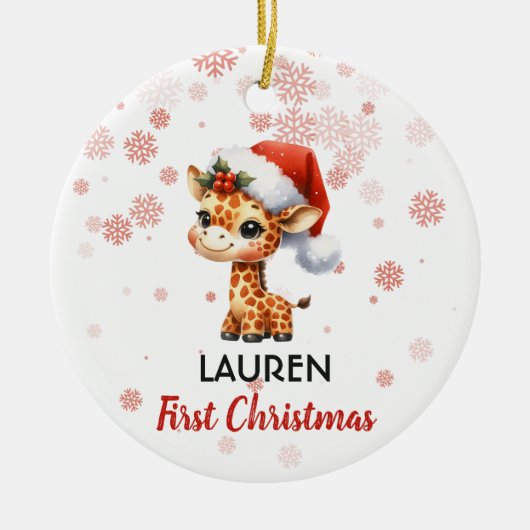 初めてのクリスマスキュートキリンベビーオーナメント セラミックオーナメント (正面)
