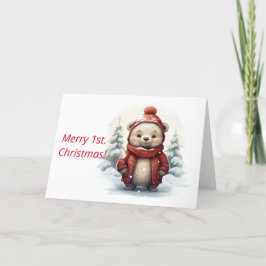初めてのクリスマスクマのクリスマスカード サンキューカード