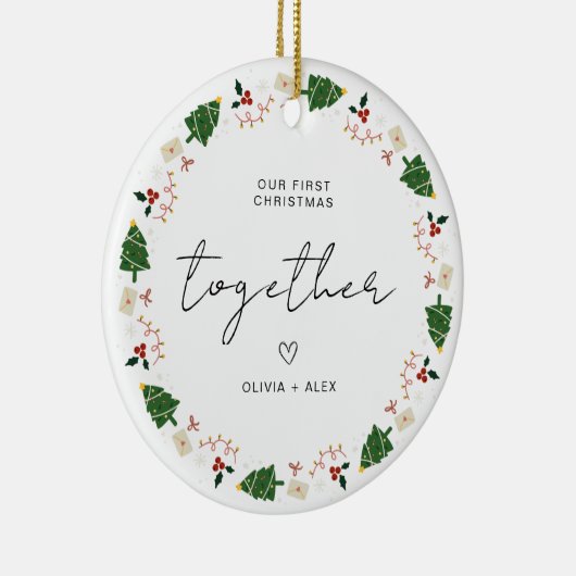 初めてのクリスマスクリスマス・カップル・ギフト記念 セラミックオーナメント (右)