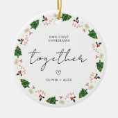 初めてのクリスマスクリスマス・カップル・ギフト記念 セラミックオーナメント (正面)