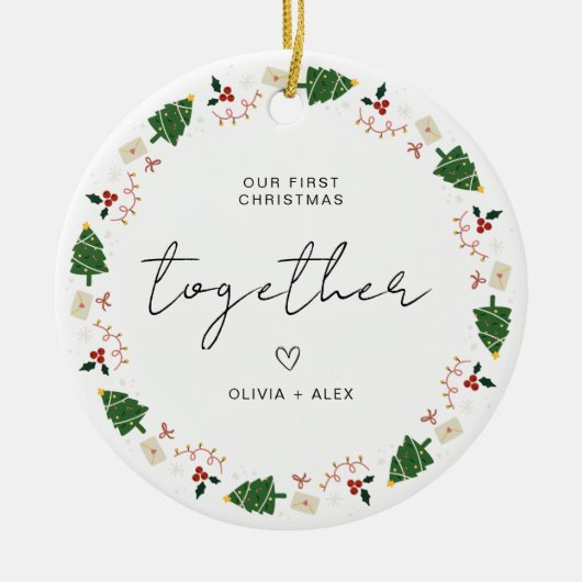 初めてのクリスマスクリスマス・カップル・ギフト記念 セラミックオーナメント (正面)