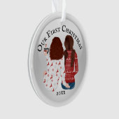 初めてのクリスマスゲイ女性カップル写真ロマンチック オーナメント (正面)