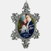 初めてのクリスマスコンテンポラリーさんフォト夫人 スノーフレークピューターオーナメント (左)