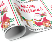 初めてのクリスマスサンタベビーのパーソナライズ名 ラッピングペーパー (ロールコーナー)