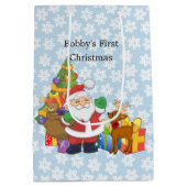初めてのクリスマスサンタボーイズネームカスタム ミディアムペーパーバッグ (裏面)