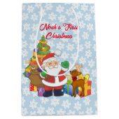 初めてのクリスマスサンタボーイズネームカスタム ミディアムペーパーバッグ (正面)