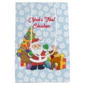 初めてのクリスマスサンタボーイズネームカスタム ミディアムペーパーバッグ (裏面)